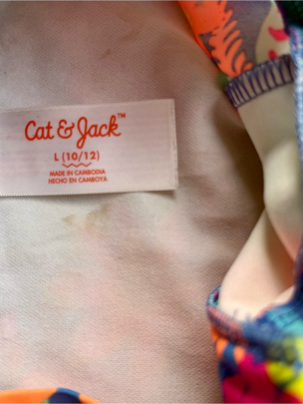 Cat & Jack Girls Long Sleeve Swimsuit * Size L 10/12 * Tropical Floral * Zip - Picture 5 of 7